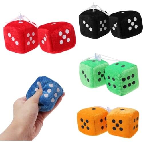 Fashion New 1 Pair Auto Car Fuzzy Dice Dots Rear View Mirror Hanger Decoration Car Styling Interior Accessorie 6 Colors