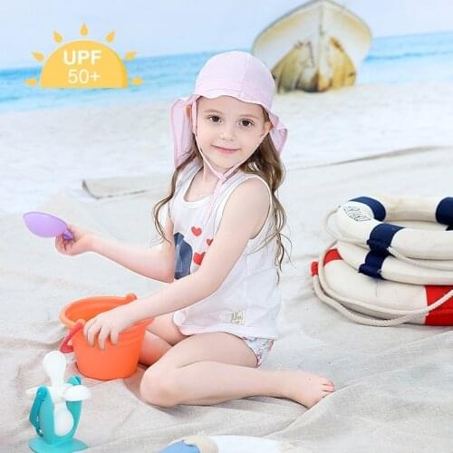 New Sunscreen Beach UV Cut Cap Pink Childrens Shawl Cap Soft and Light Travel Wild Color Sun Hat Childrens Hat 1-4 Years