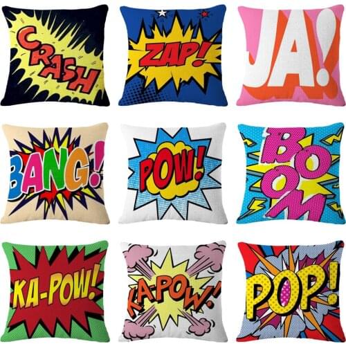 New Modern Pop Art Cushion Covers Super Hot Cartoon Pop Print Pillows Case Sofa Chair Bed Livingroom Decorative Pillows Cover