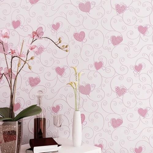 Papers Heart Self-adhesive Wall Love For Children Girl Boy Home Decoration Walls Papel Pink Blue Contact Adesivo De Parede