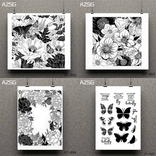 AZSG Beautiful Flowers Transparent Clear Stamp/Seal for DIY Scrapbooking/photo Album Decorative Clear Stamp Sheets
