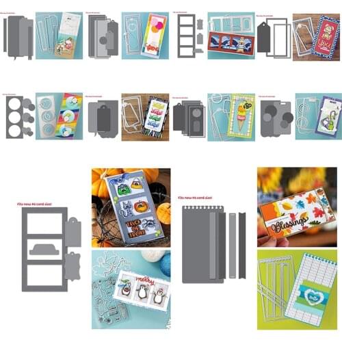 Rectangle Slimline Frame Gift Tag Metal Cutting Dies Scrapbooking DIY Crafts Card Album Making Stencil New Supplies 2021