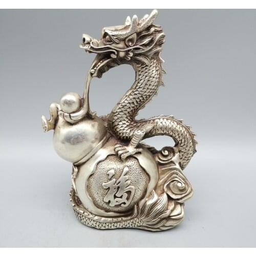 Collect China Fine Workmanship Cupronickel Auspicious Dragon Buddha Sculpture Metal Crafts Decoration