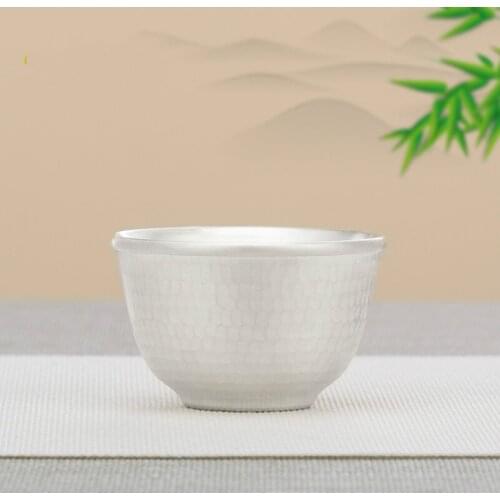 Silver cup 999 sterling silver tea cup handmade hammered with household kung fu sterling silver small cup tea cup
