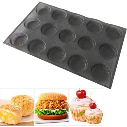 Silicone Hamburger Bread Forms Perforated Bakery Molds Non Stick Baking Sheets Fit Half Pan Size (8 Loaves)