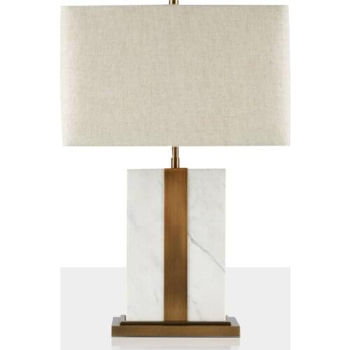 Modern Creative Square Marble Table Lamp New Chinese Style Living Room Bedroom Bedside Lamp Simple Hotel Study Decorative Lamps
