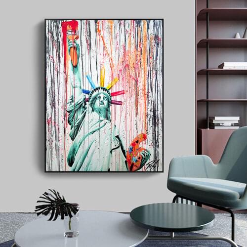 Modern Graffiti Street Art Statue Of Liberty Canvas Painting Poster Print Wall Art Picture For Living Room Home Decor Frameless