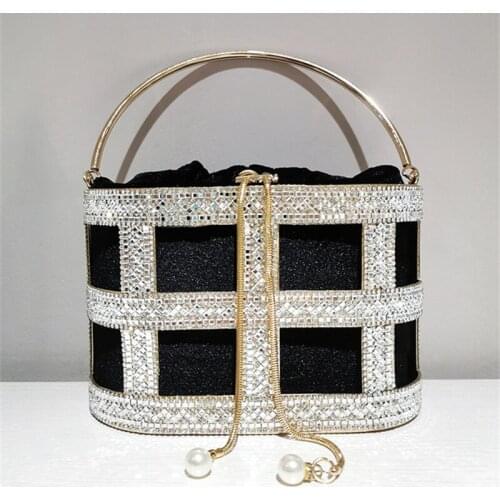 Leopard Print Evening Clutch Bag 2021 New Elegant Handmade Dianmonds Metal Cage Handbag Ladies Party Purse Fashion Shoulder Bags