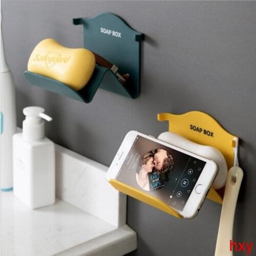 Creative soap box soap box drain wall hanging punch-free soap box bathroom small objects storage rack soap holder