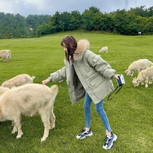 Clothes Women Plus Size Winter Coat Puffer Jacket Big Fur Collar 2021 New Loose Korean Version Thickened Student Bread