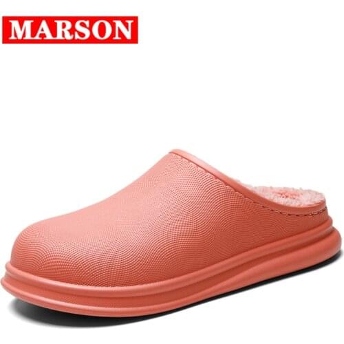 Winter Men Woman Slippers Plush Waterproof Warm Fur Flat Heel Slippers Clogs Couple Home Slipper Indoor Floor Shoes For Female