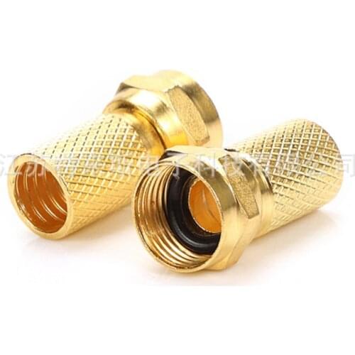 10pcs 75-5 F Connector Screw On Type For RG60 Satellite TV Antenna Coax Cable Twist-on Diameter mm Gilded Imperial