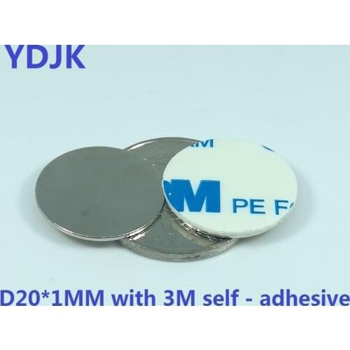 10PCS/LOT Disc Magnet 20*1 Belt with 3M Self - adhesive N35 NdFeB Magnets 20x1 Neodymium MAGNET 20 x 1
