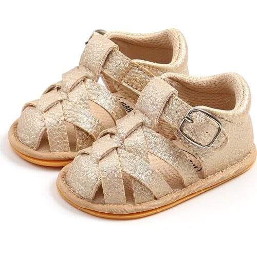 2021 Lovely Baby’s PU Leather Toddler Sandals Little Children Solid Color Soft Sole Slip-on Sport Shoes
