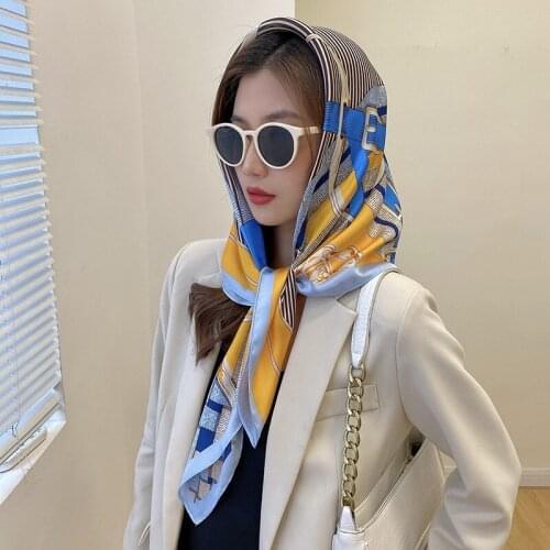 2021 new spring women scarf quality shawl silk fashion scarf headscarf beach sunscreen bag headscarf scarf 90cm*90cm