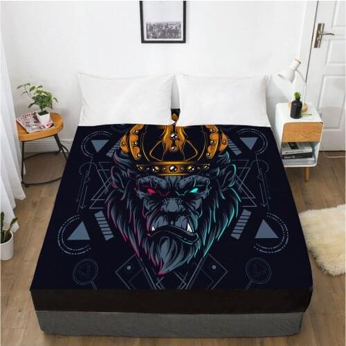 3D Mattress Fitted Cover Bedspread Fitted Sheet Linens Bed Sheets Bedsheet Animal Design Orangutan Black 90x200cm Home Tetile