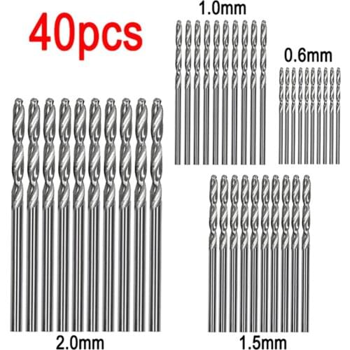 40pcs 0.6mm-2.0mm Twist Drill Bits Kits High-speed Steel Straight Shank Drill Bit Drilling Tool For Wood Metal Aluminum Plastic