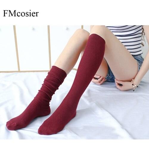 5 Pairs Spring Winter Ladies Womens Fashion Cotton Warm Long Knee High Colorful Stockings Female Comfortable Cool Black Medias