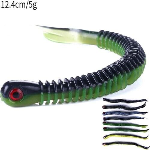 8pcs Artificial Sea Worm Soft Bait 12.4cm 5g Earthworm Wobbler Soft Fishing Lures Lifelike Fishy Smell Lures Slatwater Sandworm