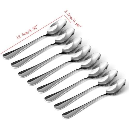 K5DC 8 Pcs Demitasse Espresso Stainless Steel Spoon Tea Coffee Soup Rice New