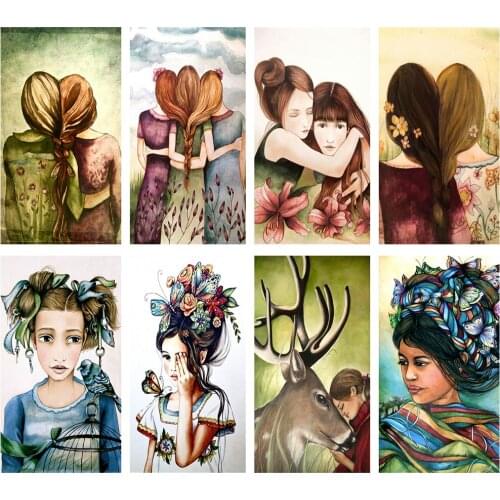 DIY 5D Diamond Painting Cute Girl Picture Full Round Drill Embroidery Mosaic Woman Wearing Flowers Cross stitch Home Decor Gift