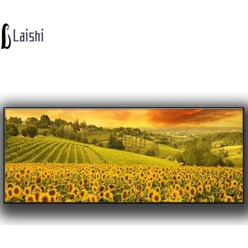 Diamond Painting Natural landscape, sunset sunflower flower, sea of flowers Diamond Mosaic Embroidery Beaded Handicraft decor