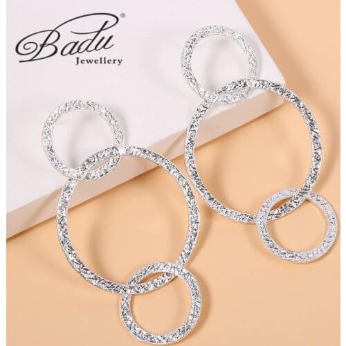 Badu 2020 New Hoop Earrings for Women Trendy Round Geometric Drop Statement Earrings Fashion Party Jewelry Gift