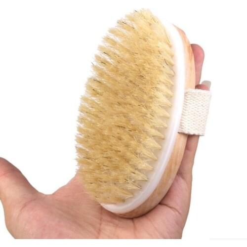 Body Dry Brush Natural Boar Bristle Organic Dry Skin Body Brush Bamboo Wet Back Shower Brushes Exfoliating Bathing Brush