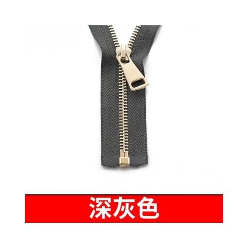 Free shipping 3pcs/lot 5# 70cm dark grey Metal zipper light gold teeth open-end clothing coat jacket down zipper