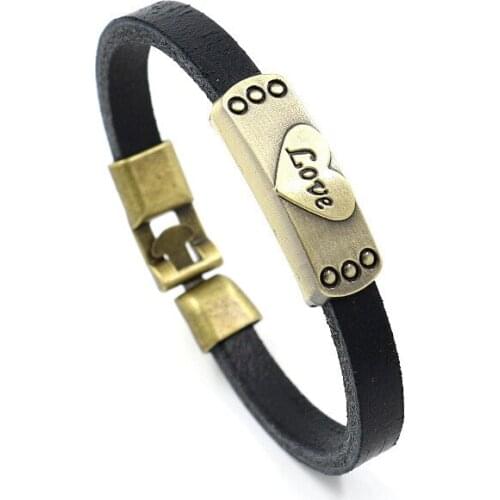 Fashion Love Letter Genuine Leather Bracelet Party Gift Birthday Holiday Jewelry Wholesale