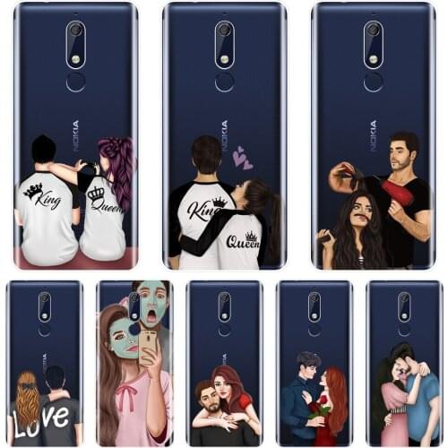 Couple Love Heart Cartoon Phone Case For Nokia 7.1 6.1 5.1 3.1 2.1 Plus Soft Silicone Back Cover For Nokia 7.1 6.1 5.1 3.1 2.1