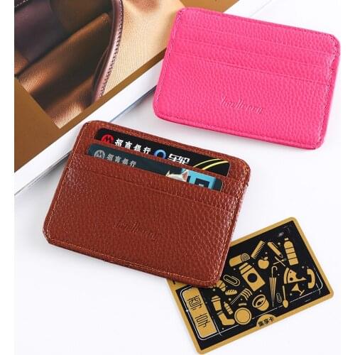 PU Leather Card Holder Men Business Fashion ID Credit Card Holder Wallet Multi-card Position Slim Money Pocket Case 5 Card Slots