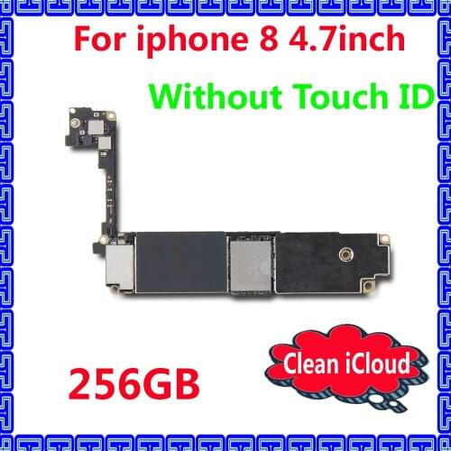 For iphone 8 Original mainboard Without Fingerprint 256GB factory unlocked motherboard with chips IOS system logic board