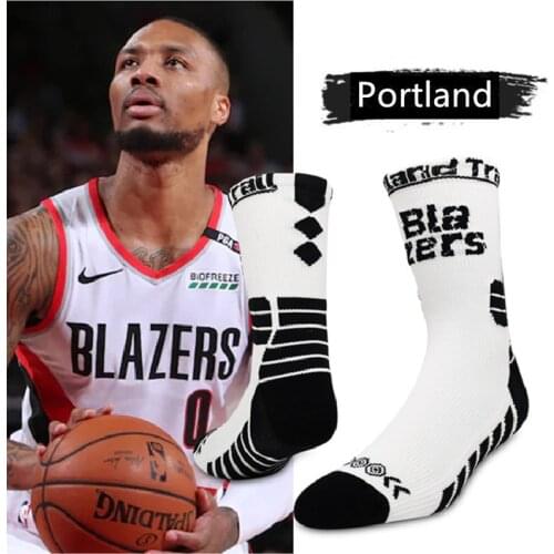 Blaze Top Portland Trail Super Star Basketball Team Elastic Men Socks Elite Thick Sports Durable Skateboard Towel Bottom Adult