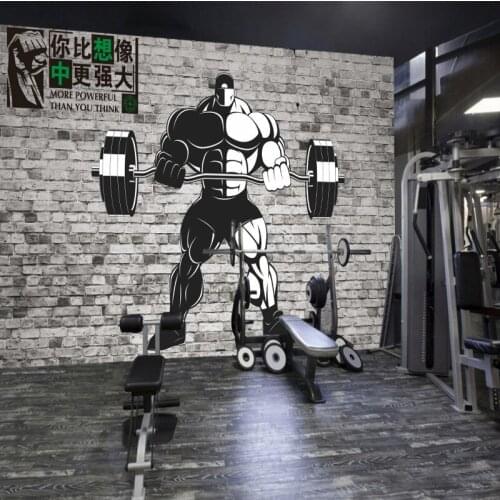 Photo wallpaper Retro Nostalgic Personality Inspirational Gymnasium Yoga Brick Wall Mural Background wallpaper