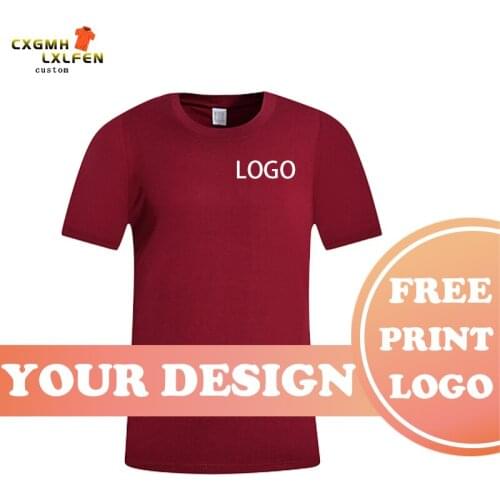 Short-sleeved T-shirt all-match high-end custom LOGO half-sleeved pure cotton inner bottoming shirt summer printing text