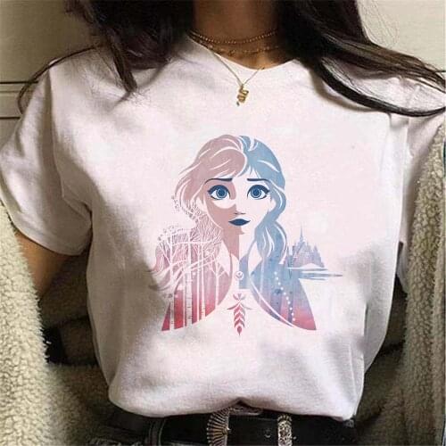 Tee Kawaii T Shirts Women Homme Frozen Queen Elsa Princess Anna Casual Short Sleeves Tops Cool Tshirt Summer Costume T-shirt