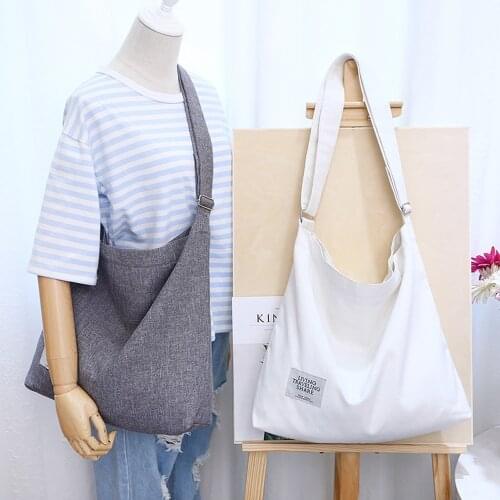 Preppy Style Women Canvas Shopping Bags Satchel Crossbody Tote Large Reusable Bags Girls Shopping Bags