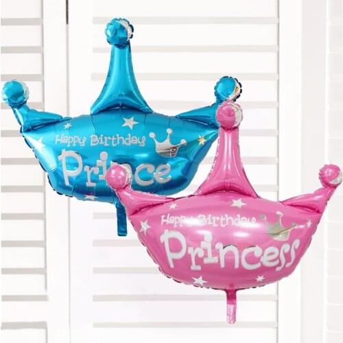 Toy balloon crown hydrogen balloon children blue prince pink princess crown birthday party decoration aluminum foil balloon