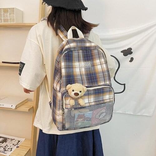 Summer Fashion Plaid Backbags For Women Nylon Large-capacity Travel Backpacks Lightweight And Casual School Backpacks