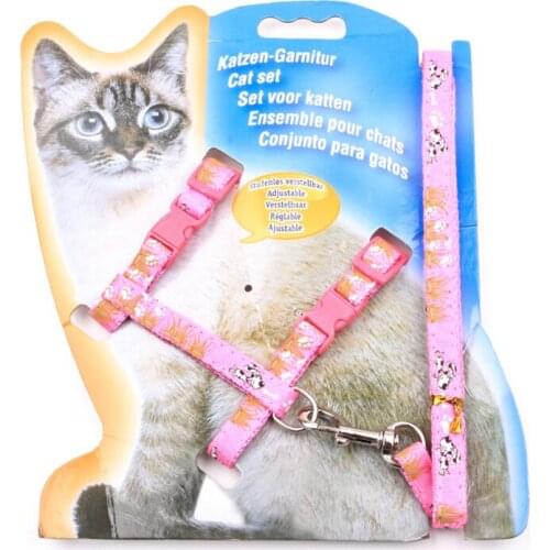 Nylon Cats Harness Leash Cheap I-shaped Adjustable Printing Pet Harness Halter Collars Cat Traction Harness Belt Chest Strap