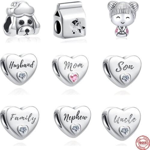 European New 2021 Son Mom Family Husband Uncle Bead Fit Original Pandora Charms Silver 925 Bracelet DIY Jewelry Accessories C110
