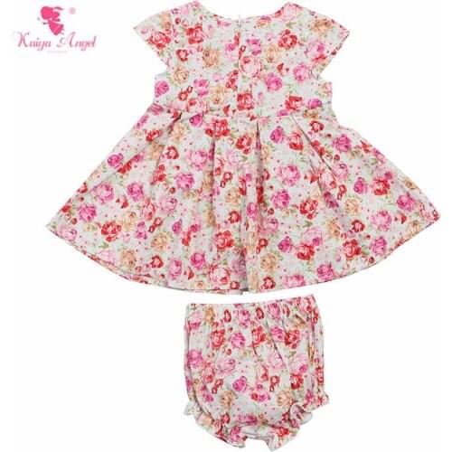 Kaiya Angel 2019 New Summer Baby Girl Ourfits Set Children Clothes Toddler Printed With Flowers Factory Short Sleeve Wholesale