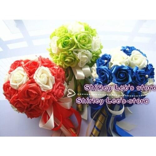 New Arrival!! (8pcs/lot) Beautiful Wedding Flowers Bridal Bouquets W/Pearl Wedding Decoration. Gift