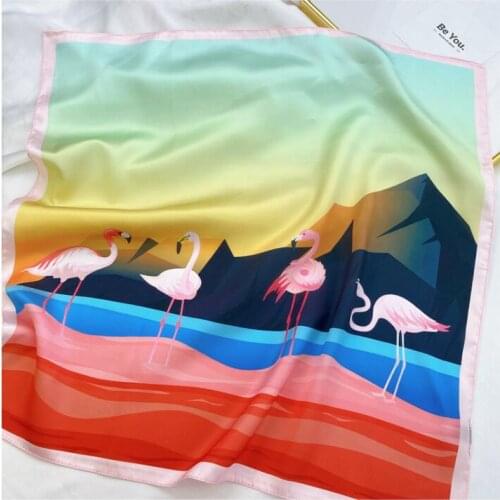 New Arrival Square Neck Scarf Women Silk Hair Brand Small Foulard Shawls And Wraps Lady Office Neckerchief Bandana Hijab FJ537