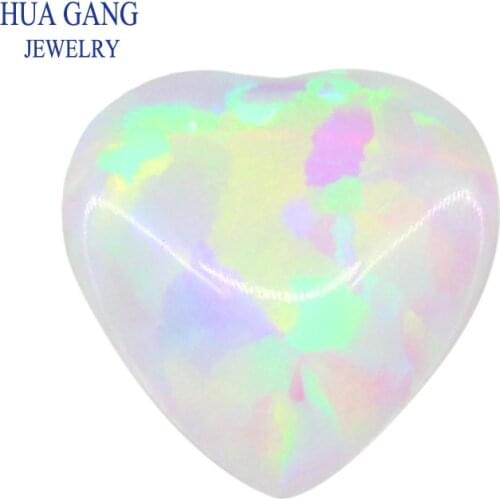 OP16 Heart Shape Opal Loose Stones Round Shape Base Cabochon Created Opal Beads Semi-Precious Stones For Jewelry Making 3mm-15mm