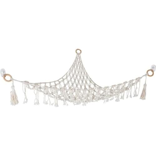 Woven Cotton Rope Toy Hammock Large Capacity Wall Sling Corner Toy Storage Bag for Home Living Room Bedroom LBShipping
