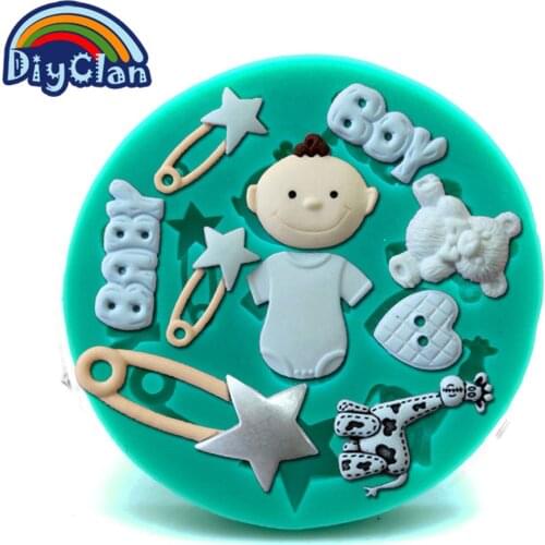 Promotion baby boy bear silicone fondant mold cake decorating tool bebe sugar craft chocolate kitchen baking mould F0096BB35