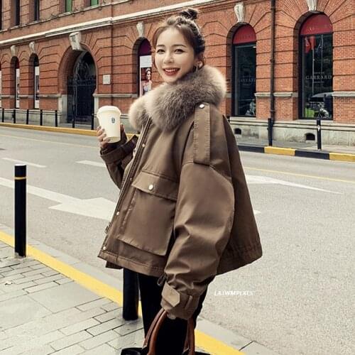 Korean 90% down coat Winter Women Vintage Duck Down Jacket real Fox Fur Collar Warm Coat Thick Loose Down Parkas Outerwear YR267