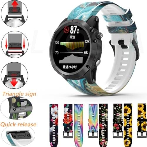 Wrist Band Straps for Garmin Fenix 5 5X Plus 6 6X Pro 935 945 3HR Smart Watch Printing Sports Silicone Watchband s Quick Release